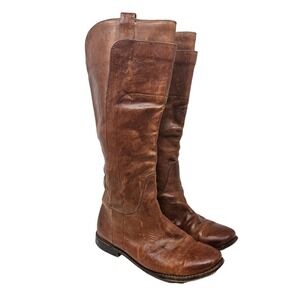Frye 6 Paige Brown Leather Flat Boot Coastal Cowgirl Boho Western Cottage
